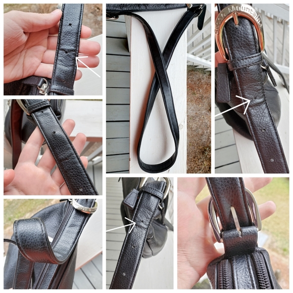 Vintage Stone Mountain Genuine Black Leather Crossbody/Shoulder Bag - Picture 15 of 16